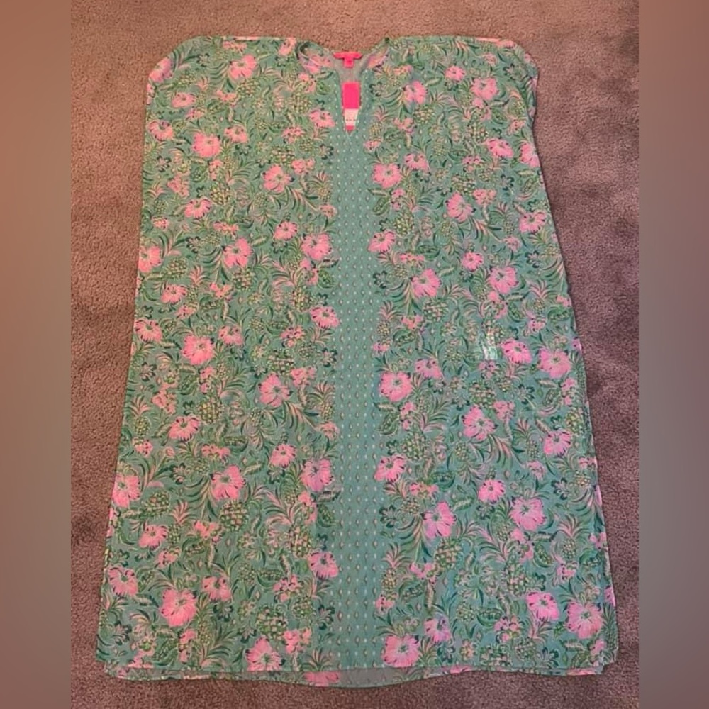 Lilly Pulitzer Pink Floral Green Swim Coverup